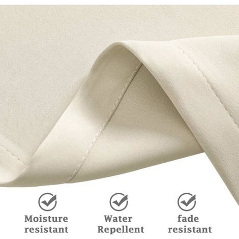 Rideau Extérieur - Hydrofuge - Protection Anti-UV - Œillets Acier Inoxydable - 132 x 275 cm - Blanc Cassé (1/5)