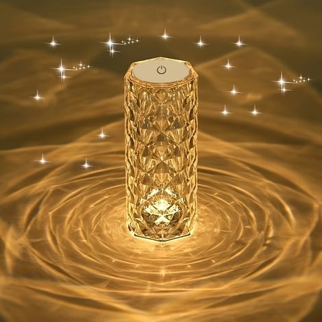 Irovami Lampe bureau cristal diamants – veilleuse LED, chevet, déco, douce