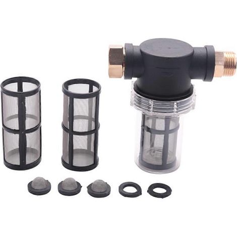 Filtre à eau de 3/4 pouce pour tuyau d'arrosagecompatible avec les nettoyeurs haute pression. Filtre à sédiments pour l'eau d'entrée. (1/5)