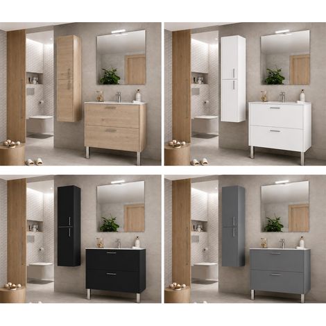 Meuble de salle de bains - Urban (2 tiroirs - 800 mm ) - Coloris: blanc brillant- réf : 111971 - SALGAR (1/4)