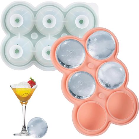 Bac a Glacons avec Couvercle 2 Pièces Bac à Glaçons Silicone Moules Silicone Sphérique Faciles à Retirer pour Whisky Cocktails Bière Vin Boissons Réfrigérées Empilable (1/5)