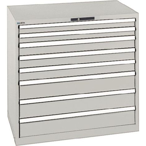 Schubladenschrank 54x36E H1000xB1023xT725mm 6Schubladen Vollauszug RAL7035 LISTA (1/2)