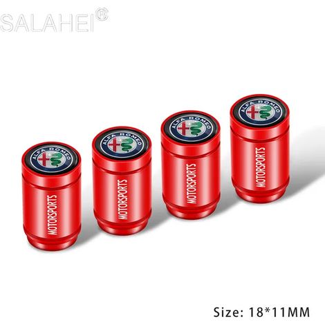 Bouchons de Valve de pneu de roue de voiture en alliage (rouge), 4 pièces, couvercles de tige de jante adaptés à 159 Giulietta Giulia 147 156 Mito Stelvio GT Sportiva (1/5)