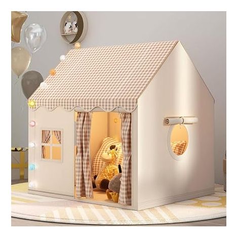 Tente de jeu intérieure pour enfants, avec fenêtre, maison d'enfant, coin câlin, décoration de chambre d'enfant (couleurs neutres) (1/4)