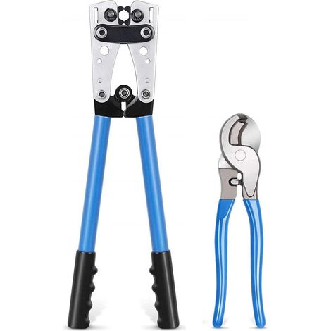 Pinza a crimpare per terminali - Pinza a cricchetto per elettricista con tagliacavi per tagliare e crimpare cavi 10-1 AWG (1/5)