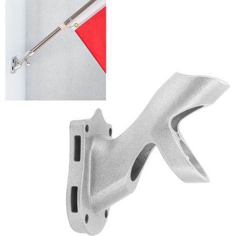 Base de mât en alliage d'aluminium à 45 degrés, support de drapeau publicitaire réglable à trois trous, support de mât, argent. (1/5)