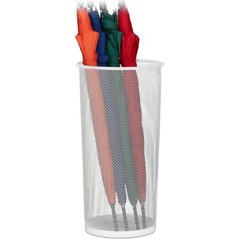 blanc Porte parapluie, pour parapluies & cannes de marche, rond, métal, apparence de grille, : 49,5 x 26 cm (1/5)