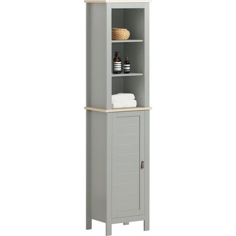 SoBuy Bathroom Tall Cabinet H169cm Cupboard Bathroom Storage Cabinet with 3 Storage Compartments and 1 Door,BZR68-HG