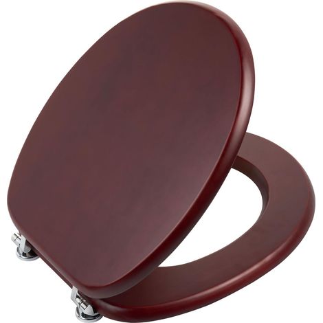 Abattant WC en pin massif acajou rouge Soft-Touch (sans Soft-Close (1/5)