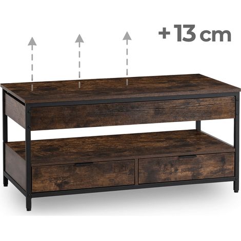 Tavolino allungabile Luca da 100 cm - Rovere rustico/Nero, stile loft per il soggiorno (1/5)