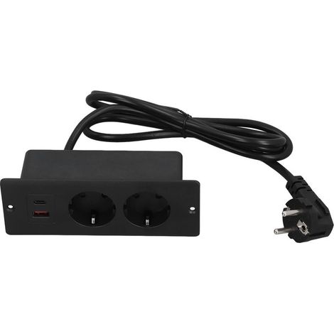 Socket recessed 2 socket with port USB C HAS PD20W, multiprise integrated for furniture, cord of 1,5 m (1/5)