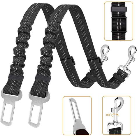 Ceinture de sécurité pour chien, ceinture de sécurité pour chien 2 pièces avec absorption des chocs élastique, ceinture de sécurité réglable, ceinture de sécurité pour chien réglable-Fei Yu (1/5)