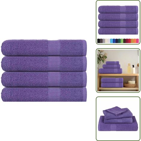 The Living Store Saunatücher FROGN 4 Stk. Lila 80x200 cm 360 g/m² - Saunatücher (1/5)