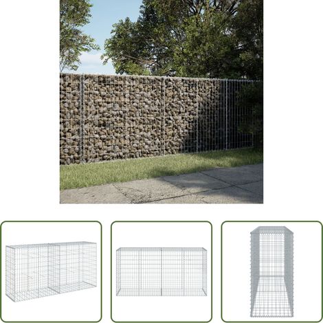 Aménagement extérieur - Panier gabion avec couvercle 200x50x100 cm fer galvanisé (1/5)
