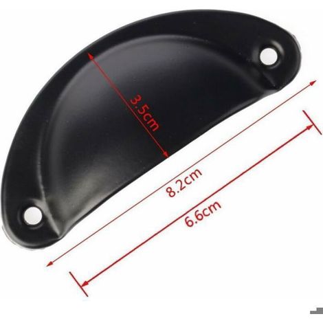 Poignée Coquille - Fer - 82 x 35 mm - Trou À Trou 66 mm - Pour Tiroir Armoire Cuisine - Noir - Lot De 12 (1/4)