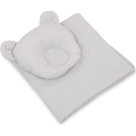Ropa de cama para bebé con relleno, edredón y almohada con forma de osito de peluche - Juego de 2 piezas - gris (1/5)