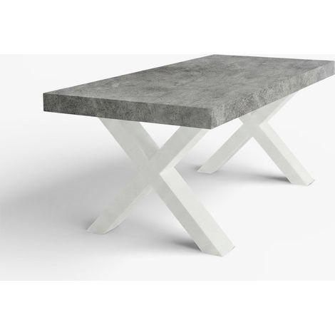Table extensible 10 places pieds blanc frêne 140/220x90 Firenze - Gris foncé