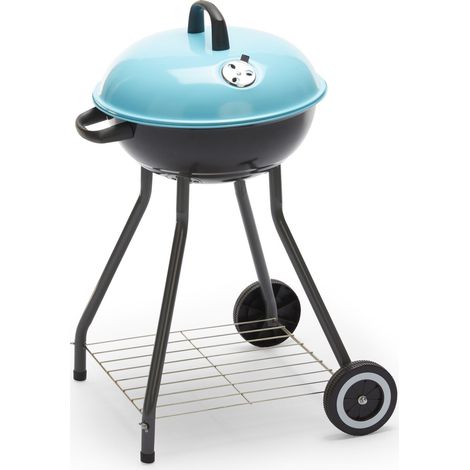 Barbecue a carbonella rotondo 51 5x42 2x83 2 cm azzurro e nero con struttura in acciaio - Gorizia