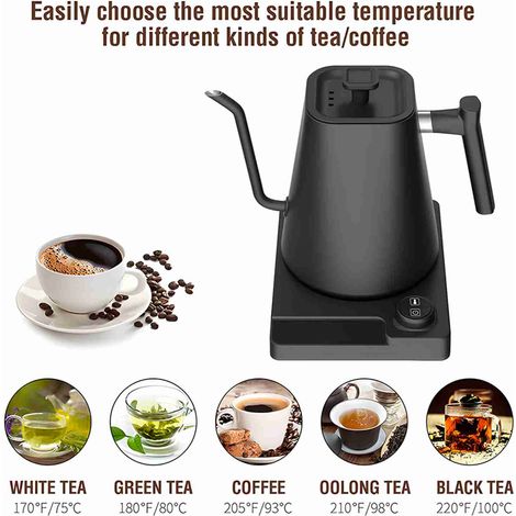 Elektrischer Wasserkocher (1200 W) mit 1-24-Stunden-Timer und präziser Temperaturregelung für Kaffee, Tee und den Haushalt – 1 l, Edelstahl, Schwarz (1/5)