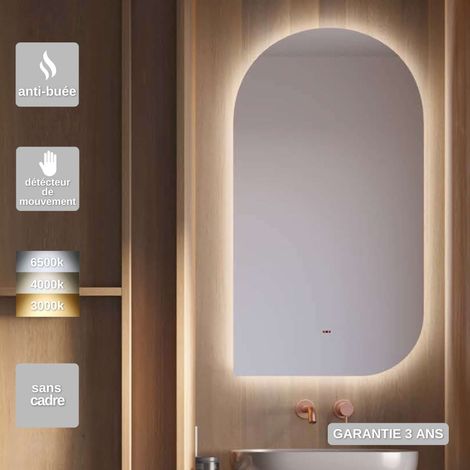Miroir Salle de Bain LED Rétro-éclairé (3000K) - 60x110cm - Anti-Buée & Détecteur de Mouvement - GALES LEDIMEX (1/5)