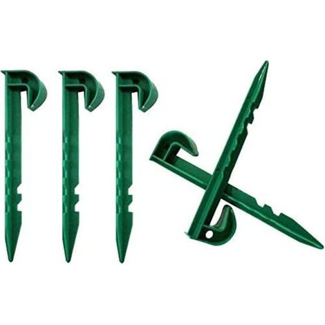 SABIR Lot de 50 piquets de jardin en plastique avec grand support pour maintenir les filets de protection contre les mauvaises herbes ou les voiles d’hivernage (1/5)