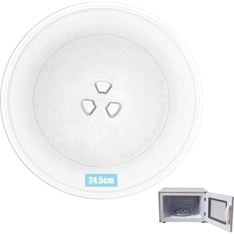 Plateau Micro Onde Universel 24,5 cm, Plateau Tournant en Verre avec 3 Points de Maintien, Assiette Tournante de Rechange Compatible avec Micro Ondes à Support Rond, Type Y (1/5)