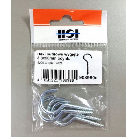 Ganchos de techo curvos galvanizados 3,3x50 mm HSI 1 unidad. (1/2)