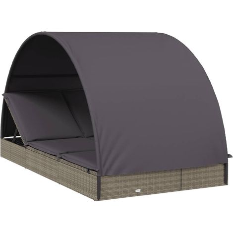 Tumbona de 2 plazas con dosel redondo 211 x 112 x 140 cm gris 020012191 (1/5)