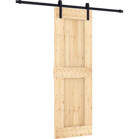 Porte coulissante Naturel et noir 70 x 210 cm vidaXL (1/5)