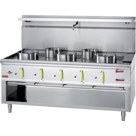 Fourneau wok 5 brûleurs avec rideau d'eau - Diamond (1/4)