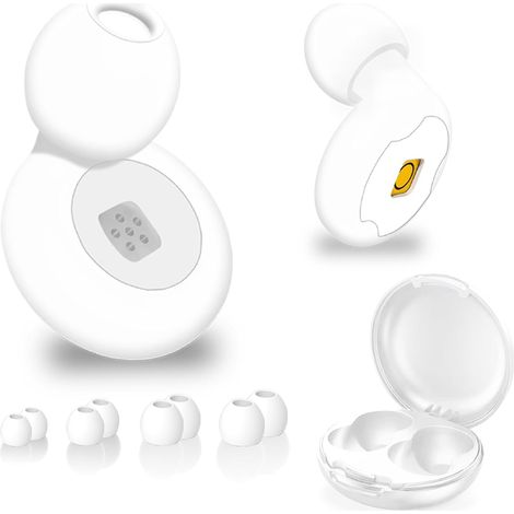 45dB Bouchon D'Oreille Pour Dormir – Réduction De Bruit, Réutilisables, En Silicone Souple – Conçus Pour Les Personnes Sensibles Au Bruit Et En Quête De Tranquillité (Blanc) (1/5)