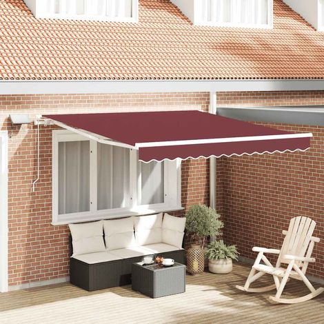 Markise Manuell mit LED Weinrot 300x250 cm