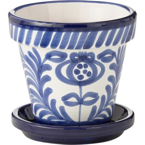 Pot Avec Soucoupe en Céramique "Granada" 21cm Bleu Cobalt (1/5)