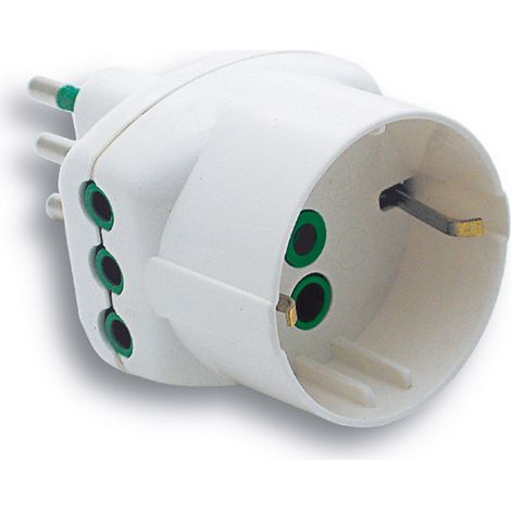 5PZ ADATTATORE TRIPLO 2P+T spina 10A/2 prese 10A+schuko