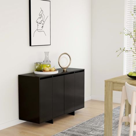 Buffet noir 120x41x75 cm bois d'ingénierie vidaXL (1/6)