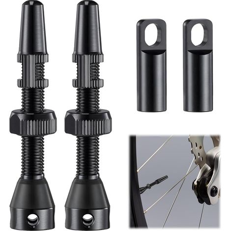 Kit de 2 noyaux de valve tubeless, tige de noyau de valve tubeless anti-colmatage de 44 mm, adaptées aux pneus de vélo de route et de montagne.