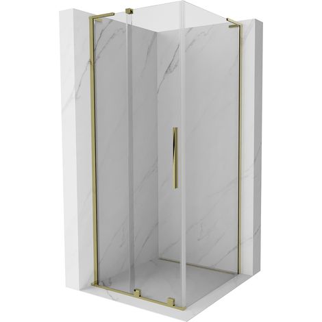 Mexen Velar L Duschkabine Schiebetür 100 x 100 cm, transparent, gold - 871-100-100-03-50 (1/5)