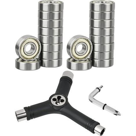 MINKUROW 20 Piezas 608zz Rodamientos De Bolas Y Llave Y 22mm X 7mm Rodamiento De Bolas En Miniatura Ranurado De Doble Blindaje Para Patines De Monopatín (1/4)