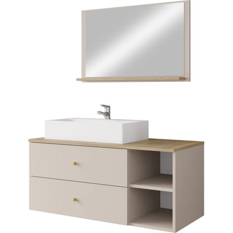 Conjunto de mueble de baño Salus I, Cachemira + Roble
