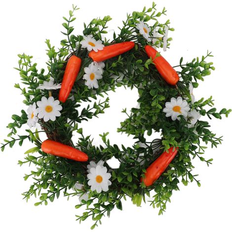 Carrot Plant Wreath Spring Summer Green Leaf Flower Artificial Wreath for Holiday Wall Decoration (1/5)