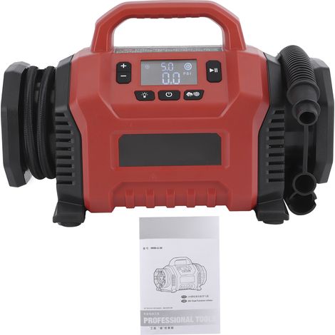 Gonfleur de pneus portable, compresseur d'air avec lumière LED pour camping-cars, véhicules, motos et équipements sportifs (1/5)