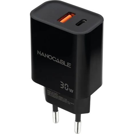 Ladegerät Usb-c/pd Usb-a Qc 30w Schwarz Nanocable 10.10.2012