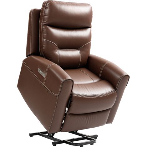 HOMCOM Overstuffed Riser and Reclining Chair with USB Ports, Remote, Brown (1/5)