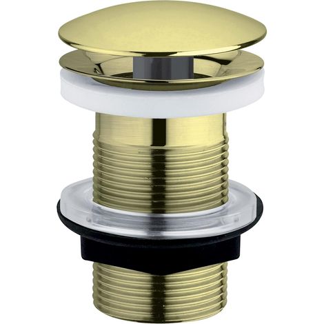 1 - Bonde De Lavabo - Laiton Brossé - Sans Trop Plein - Certification NF Et Traitement PVD - Pour Vasque De Salle De Bain - Couleur Laiton - Diamètre 6,3cm