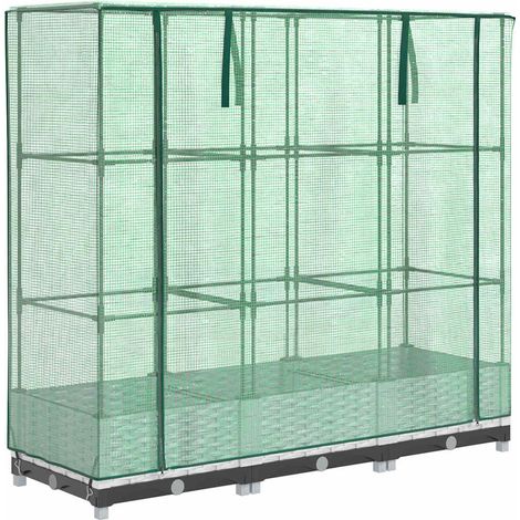 Maison Exclusive - Hochbeet mit Gewächshaus-Aufsatz Rattan-Optik