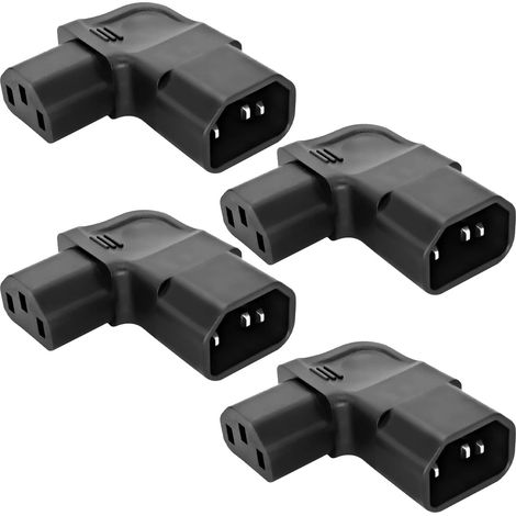 C14 auf C13 Winkel-Stromkabel (90° Linkskurve) (4 Stück) PVC-Material, für Computer, PDU-Racks, Reiskocher (1/5)