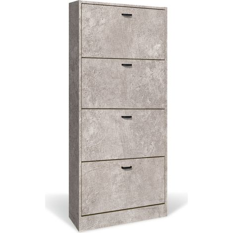 Scarpiera in Legno 4 Ante colore CEMENTO Mobiletto 24 Paia 63x24x150H cm (CD102-CE) 4 Ante - 63x24x150H cm Cemento (1/5)