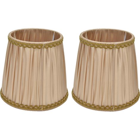 Lot de 2 abat-jour en tissu, style simple, pour lampe à bougie E14, lustre ou lampe de table, couleur or. (1/5)