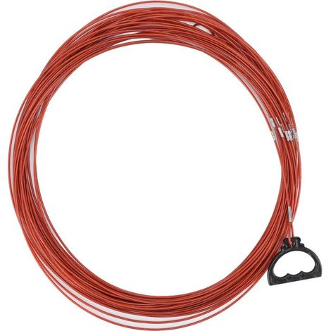 Câble de Mesure en Fil D'acier Revêtu de Plastique, Noyau Intérieur en Fil D'acier, Coque en Plastique Rouge, Anneau de Traction, Câble de Mesure en Fil D'acier pour Chantiers de(30m/98.4ft) (1/4)