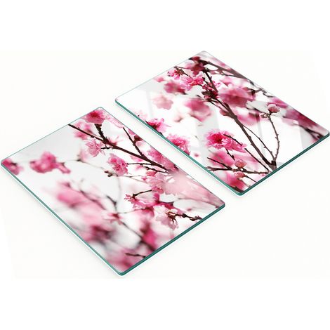 Tablas decorativas de cristal para cortar y servir, dise帽o de flor de ciruelo, 2x40x52 cm